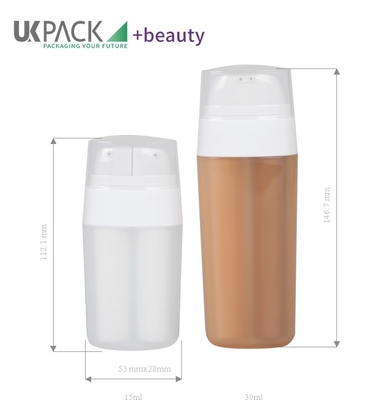 Dual Chamber Flat Airless PP Bottle 7.5ml*2 15ml*2 For Lotion Packaging