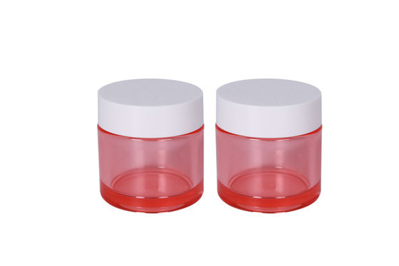 OD 51mm PET Red Transparent Round 50g Cosmetic Cream Jars Face Body Cream