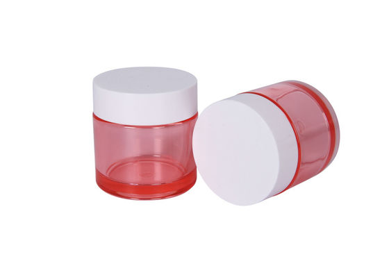 OD 51mm PET Red Transparent Round 50g Cosmetic Cream Jars Face Body Cream