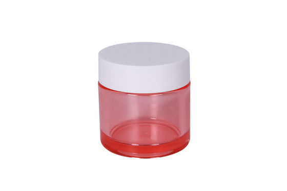 OD 51mm PET Red Transparent Round 50g Cosmetic Cream Jars Face Body Cream
