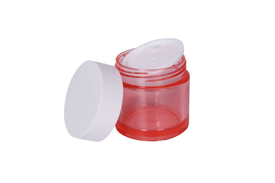 OD 51mm PET Red Transparent Round 50g Cosmetic Cream Jars Face Body Cream