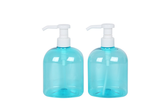 Shampoo Pump Bottle Plastic Dispenser Bottle 500ml Blue PET Round Lotion Hand Soap