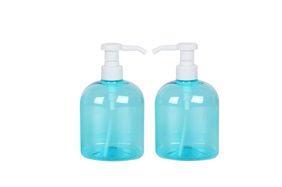 Shampoo Pump Bottle Plastic Dispenser Bottle 500ml Blue PET Round Lotion Hand Soap