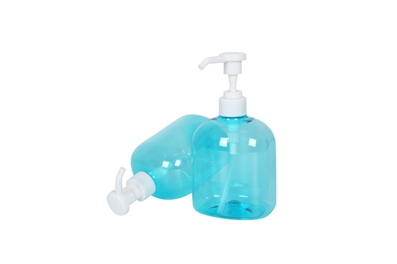 Shampoo Pump Bottle Plastic Dispenser Bottle 500ml Blue PET Round Lotion Hand Soap