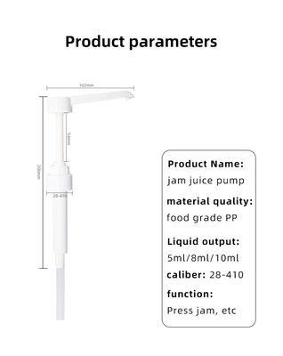 Food Grade Plastic Syrup Dispenser Pump For Restaurant 5ml 8ml 10ml
