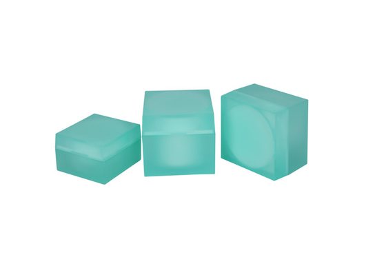Clear Green Square Cream Lotion Bottles With Internal Press Pump 30/50/80g Heavy Acrylic Cream Jar Skincare Set
