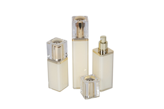 Eco Friendly Square Acrylic Lotion Pump Bottles Cream Jars Skincare Combination Set